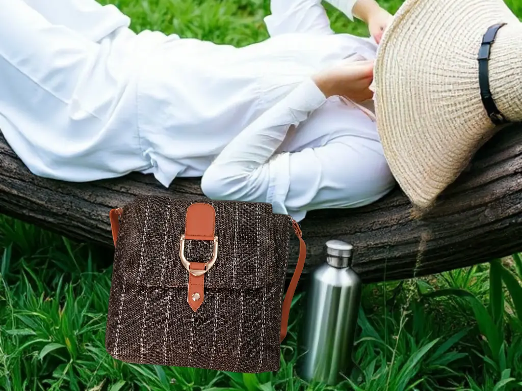 Jacquard Cotton Hand Bag - Black