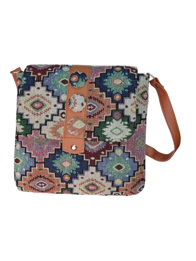 Jacquard Cotton Hand Bag - Floral   